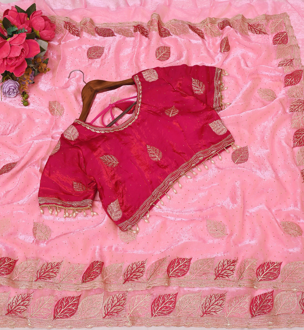 PALLU MULTI EMBROIDERY WORK WITH SEQUENCE BUTTI SAREE AT WHOLESALE PRICE