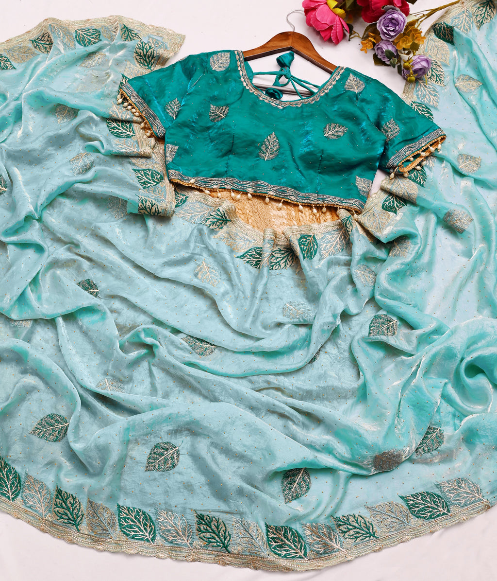 PALLU MULTI EMBROIDERY WORK WITH SEQUENCE BUTTI SAREE AT WHOLESALE PRICE