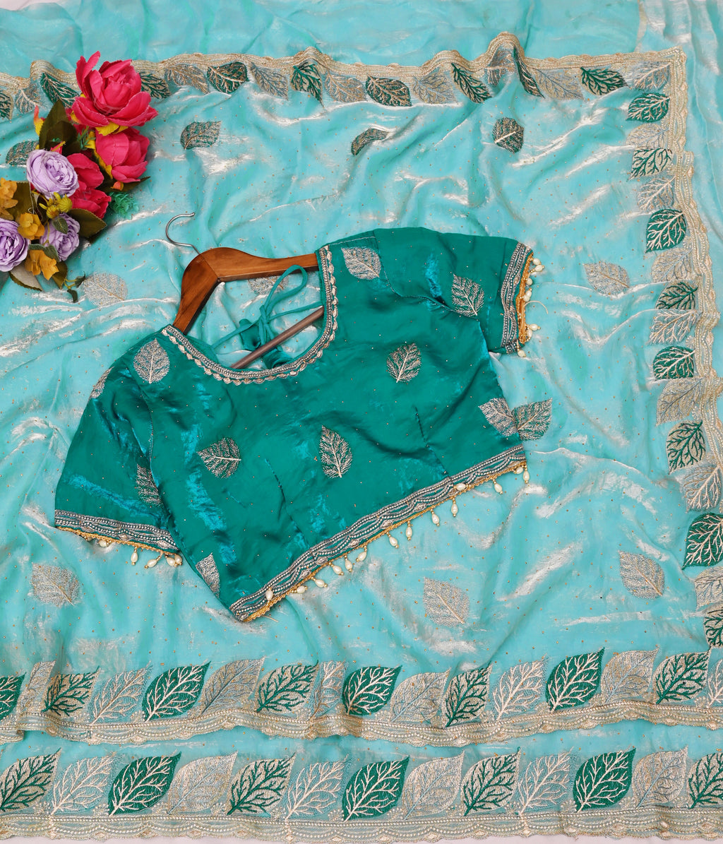 PALLU MULTI EMBROIDERY WORK WITH SEQUENCE BUTTI SAREE AT WHOLESALE PRICE