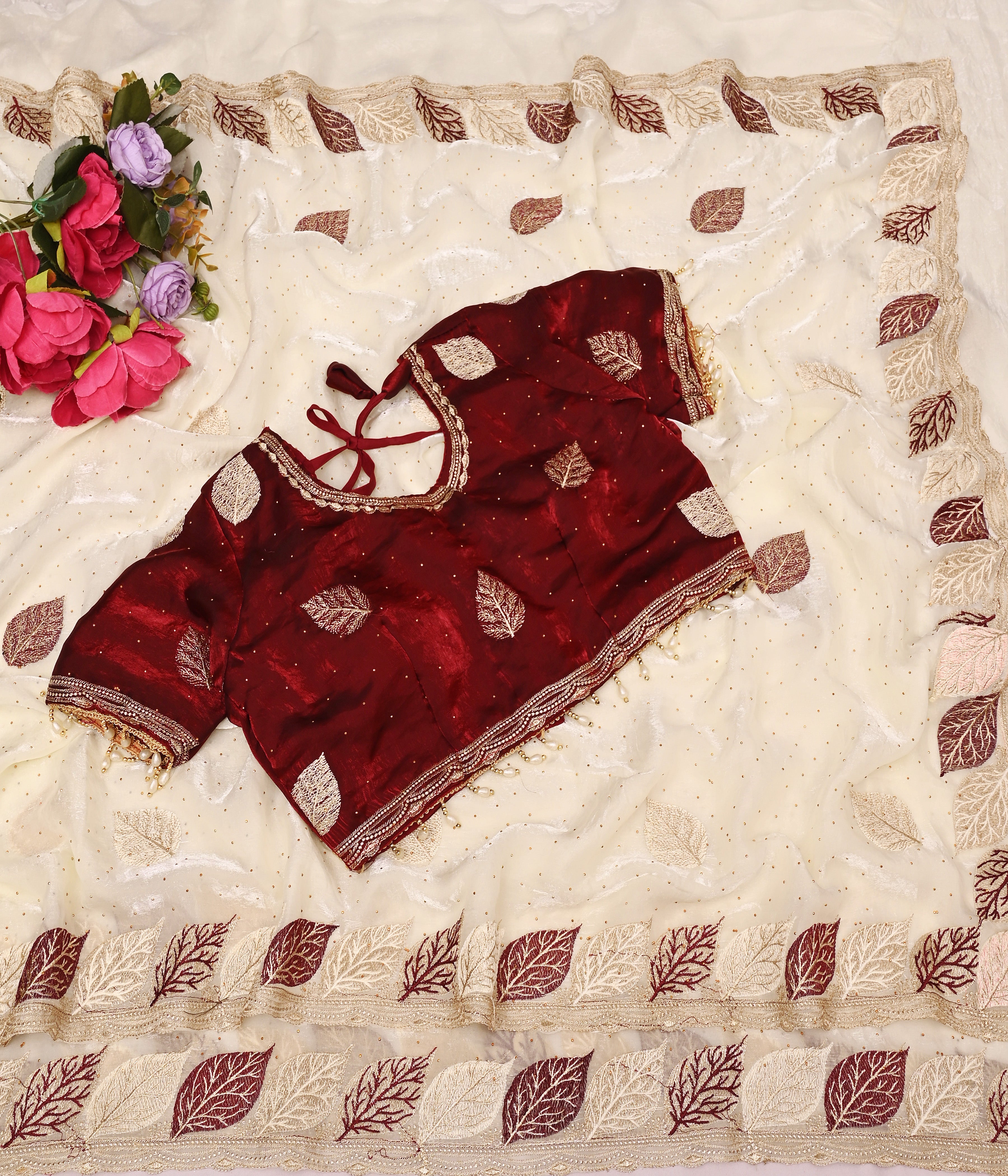 PALLU MULTI EMBROIDERY WORK WITH SEQUENCE BUTTI SAREE AT WHOLESALE PRICE