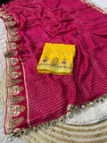 Designer Viscose Saree with Multicolour Thread & Mirror Work-PINK