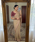 Moonlit Elegance Premium Star Georgette Saree With Multi Embroidery Designer Border - CREAM