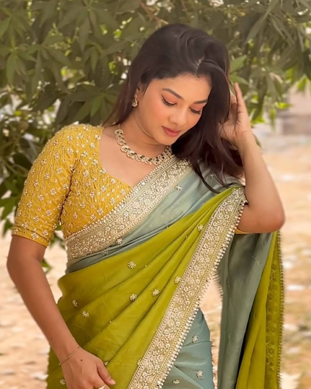 SOFT CHINON SEQUINS AND DORI EMBROIDERY SAREE