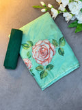 BEAUTIFUL ORGANZA FLOWER HANDWORK SAREE