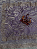 Latest Black Colour Partywear Space Silk Jarkhan Heavy Diamond Work Fancy Designer Saree With Blouse - PURPLE
