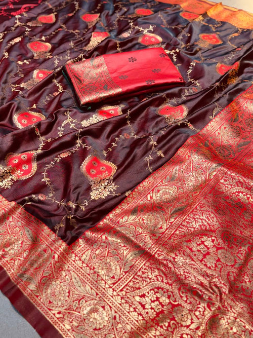 BEAUTIFUL TWO TONE ZARI WEAVING SAREE