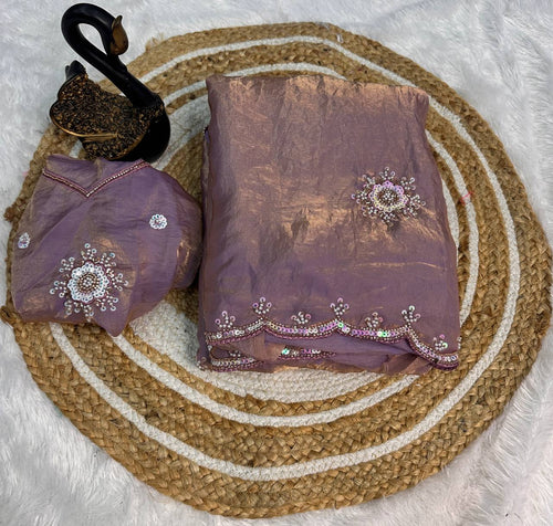 Attractive Multi Work And Khatli Cut Work Zimmy Choo Saree