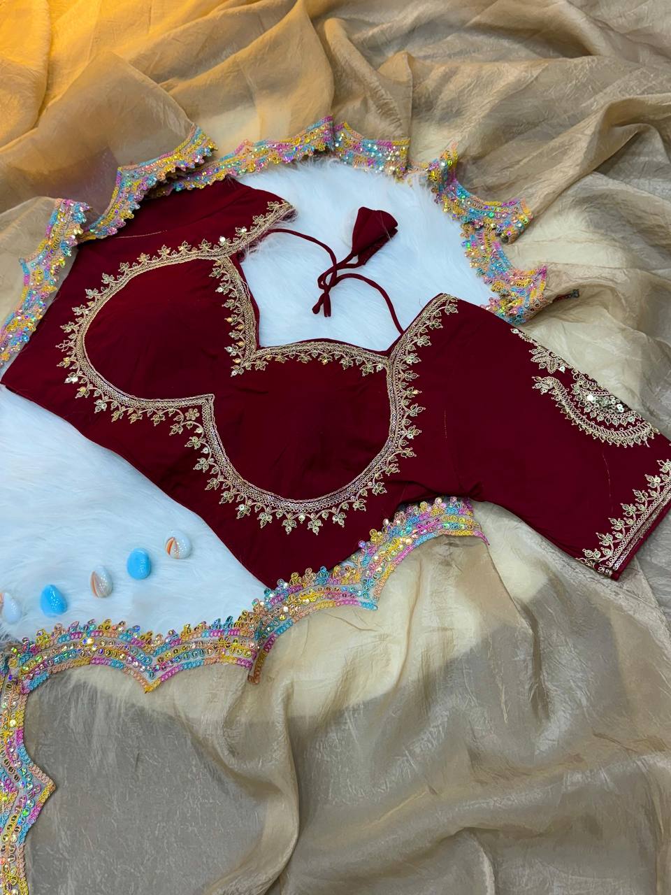 Beautiful Gold Crush Two Tone Shining Party Wear Saree