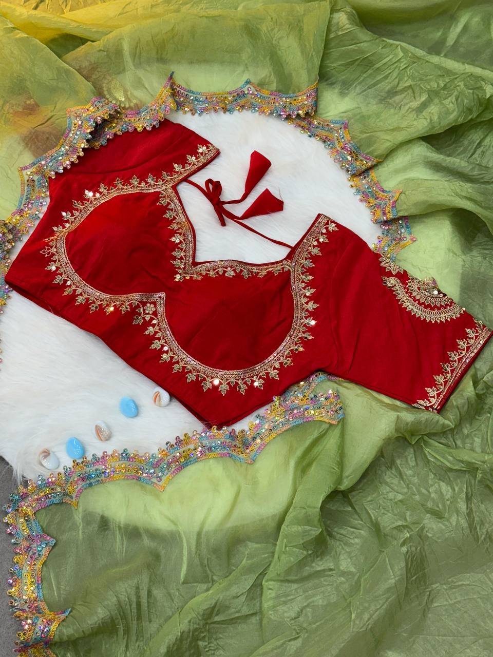 Beautiful Gold Crush Two Tone Shining Party Wear Saree