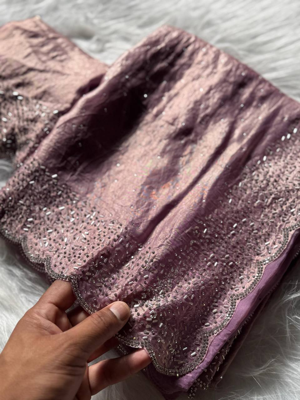 AlONG WITH CUT DANA REAL ORGINAL DIMAOND ZARKHAND WORK WITH CUT WORK PANEL BEAUTIFUL BLOUSE BELT