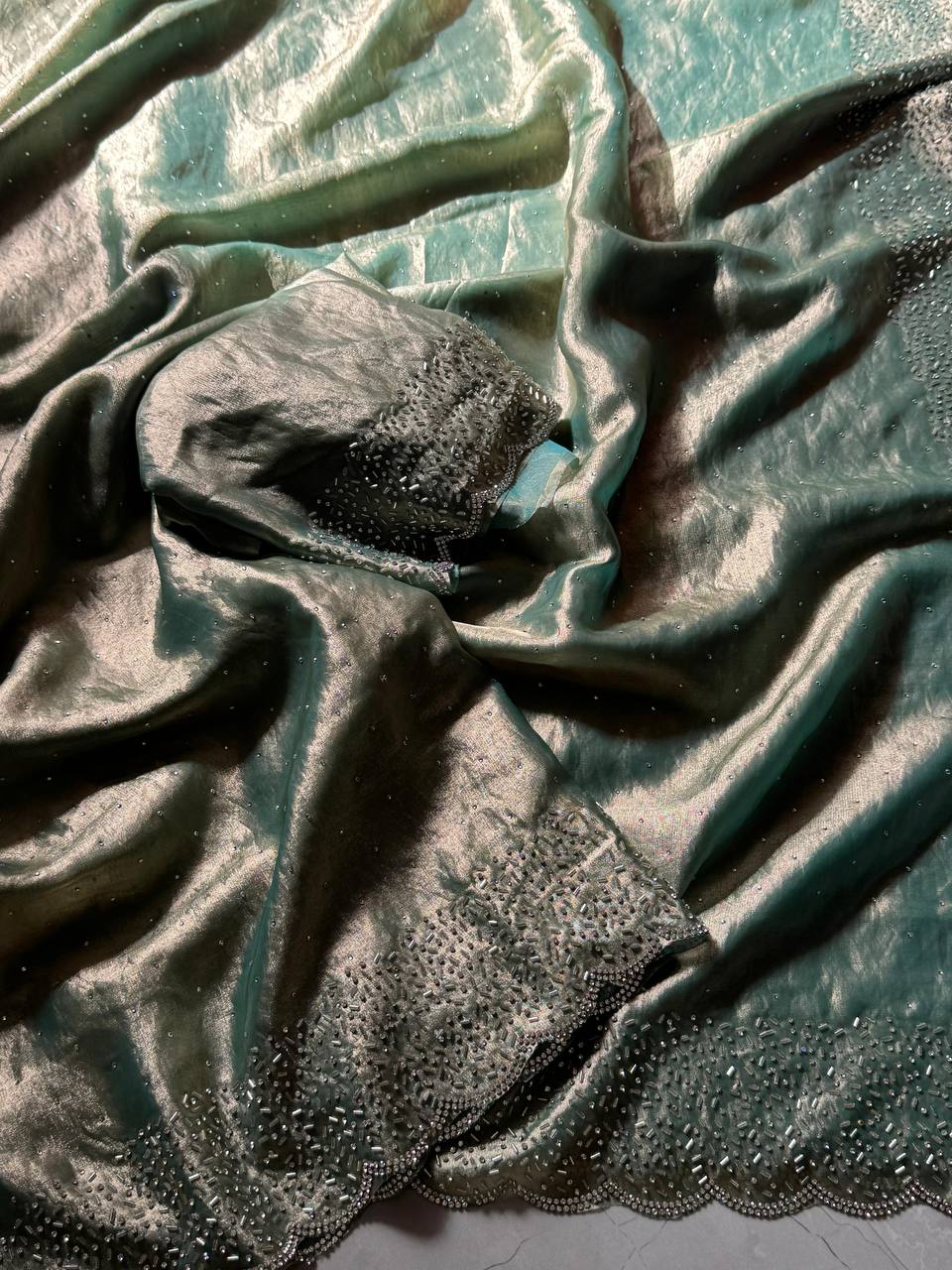 AlONG WITH CUT DANA REAL ORGINAL DIMAOND ZARKHAND WORK WITH CUT WORK PANEL BEAUTIFUL BLOUSE BELT