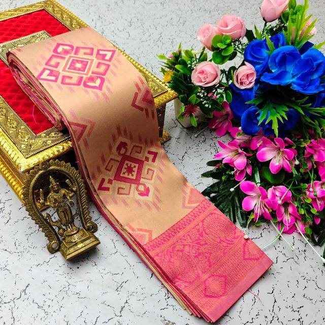 SOFT AND PURE BANARASI SILK WITH FLOWERS AND MINA GOLD SAREE DESIGN - PINK