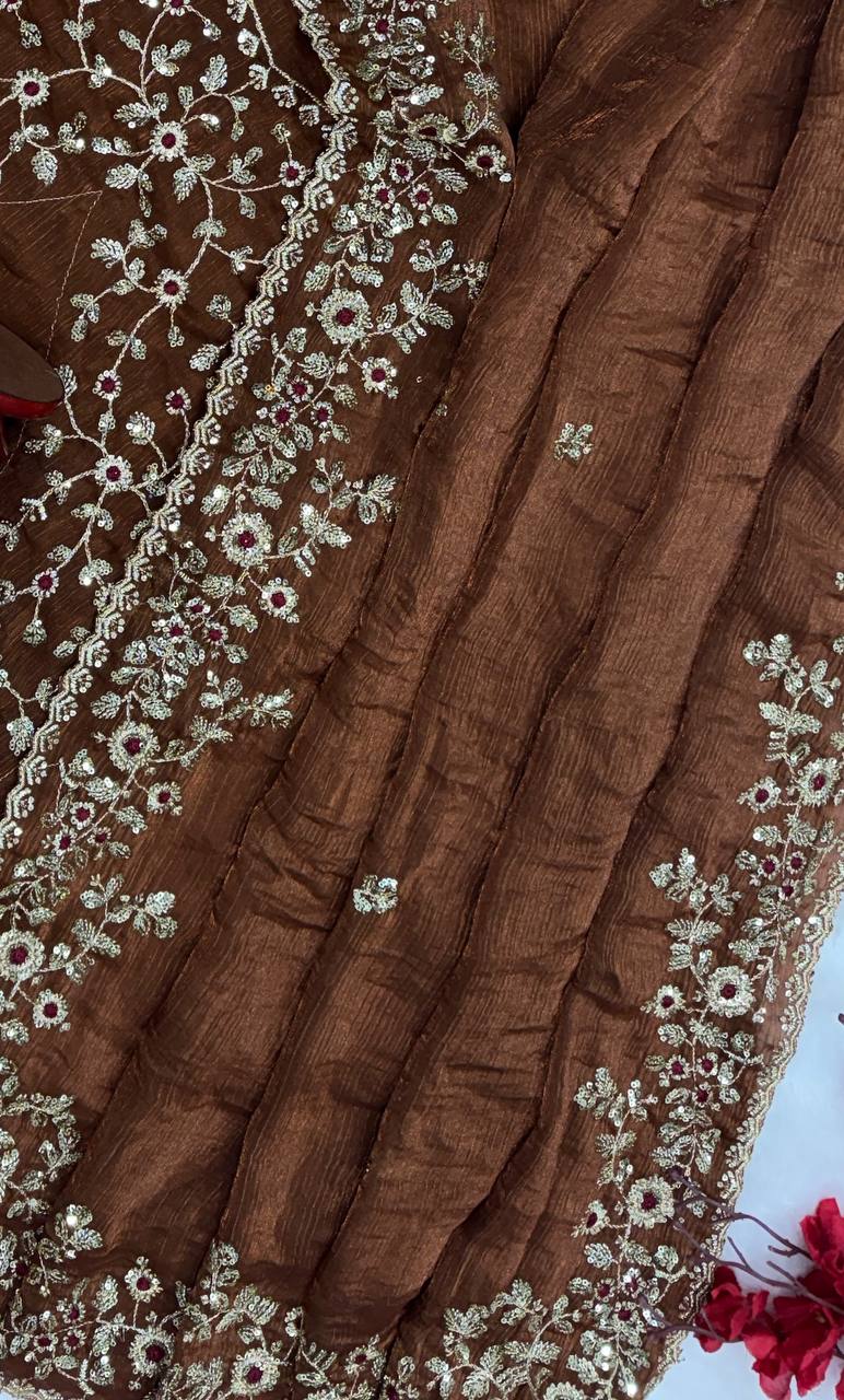 Frenzy Chiffon Sequin Saree Designer Blouse Style for Party Glam