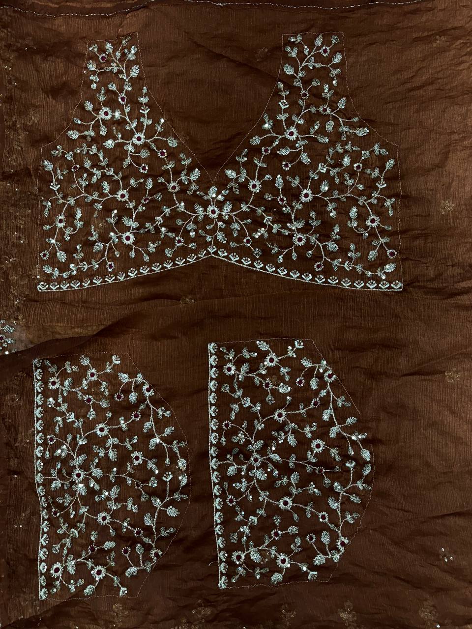 Frenzy Chiffon Sequin Saree Designer Blouse Style for Party Glam