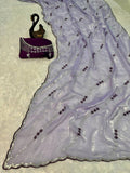Tremendous Sequence Work Fandy Silk Saree With Effulgent Blouse Piece - PURPLE
