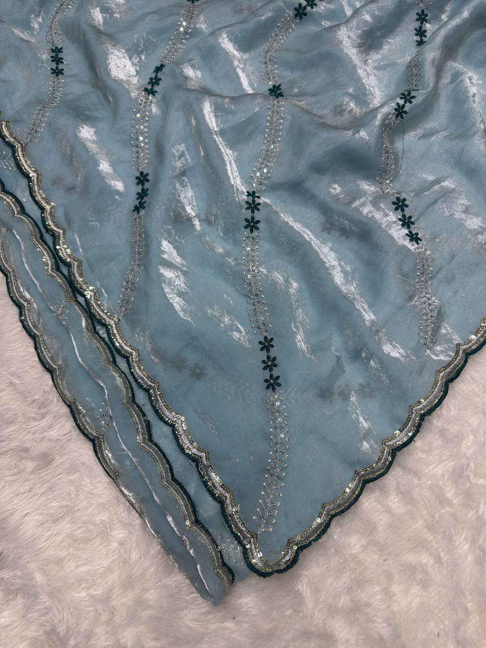 Tremendous Sequence Work Fandy Silk Saree With Effulgent Blouse Piece - B SKYE