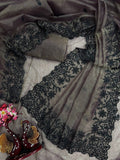 Gray Color Saree in Star Crush With Embroidery and Cut Work Border