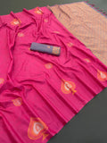 *✨ Elegant Two-Tone Pink Banarasi Handloom Silk Saree ✨*