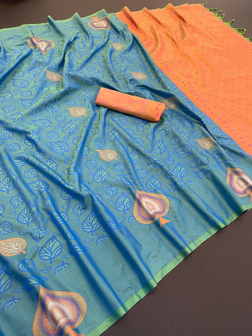 *✨ Elegant Two-Tone sky blue Banarasi Handloom Silk Saree ✨*