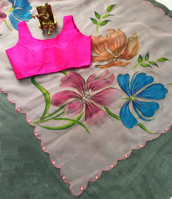 Luxury Baby Pink Hand Khatli Work Saree With Blouse