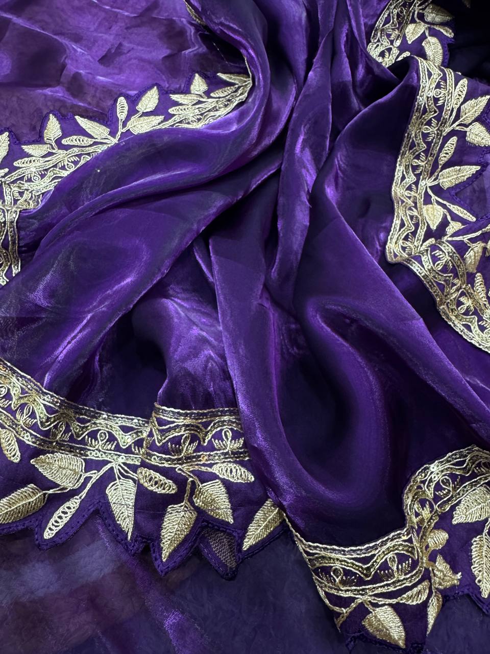 EXCLUSIVE DESIGNER SOFT JIMMY CHOO SEQUINS EMBROIDERY WORK SAREE