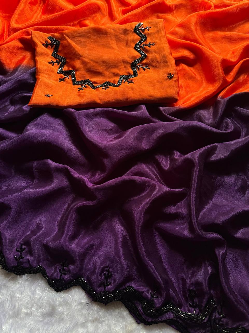 *RASBARI HANDWORK  SAREE STYLISH WITH CUT DANA HANDWORK BORDER VERY RICH*