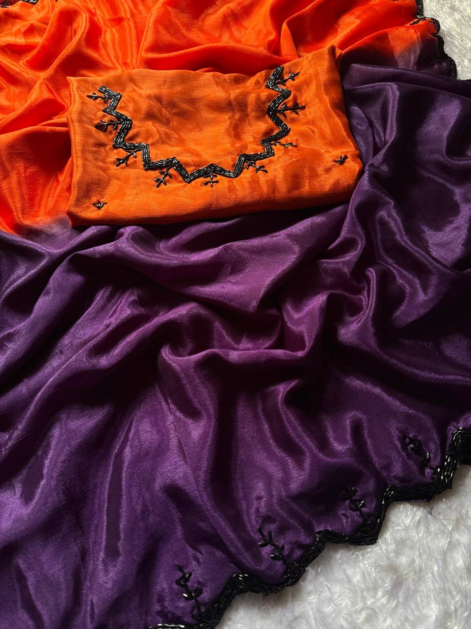 *RASBARI HANDWORK  SAREE STYLISH WITH CUT DANA HANDWORK BORDER VERY RICH*