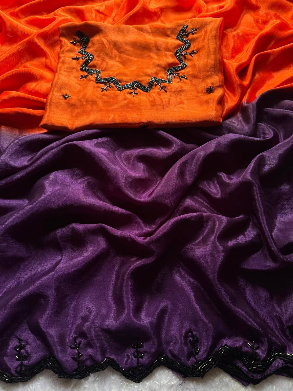 *RASBARI HANDWORK  SAREE STYLISH WITH CUT DANA HANDWORK BORDER VERY RICH*