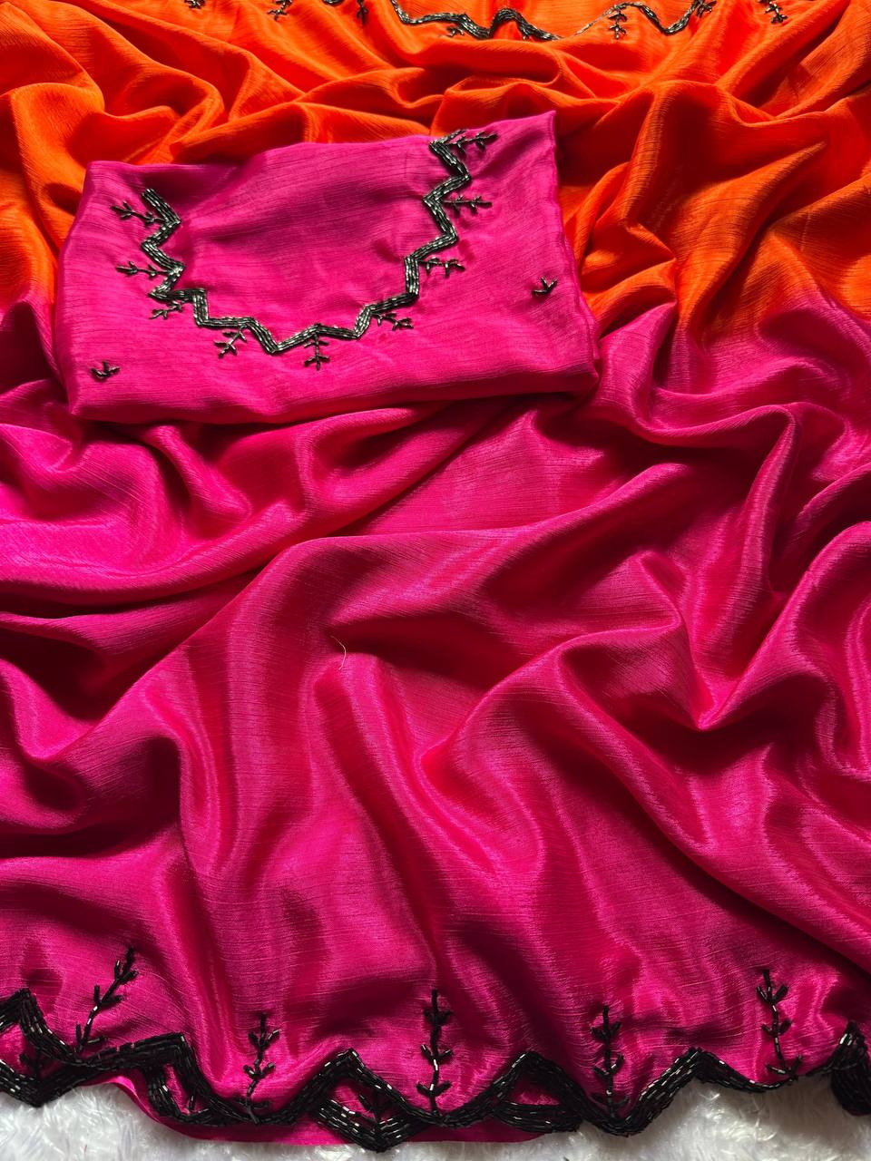 *RASBARI HANDWORK  SAREE STYLISH WITH CUT DANA HANDWORK BORDER VERY RICH* (Copy)