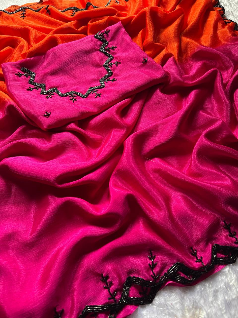 *RASBARI HANDWORK  SAREE STYLISH WITH CUT DANA HANDWORK BORDER VERY RICH* (Copy)