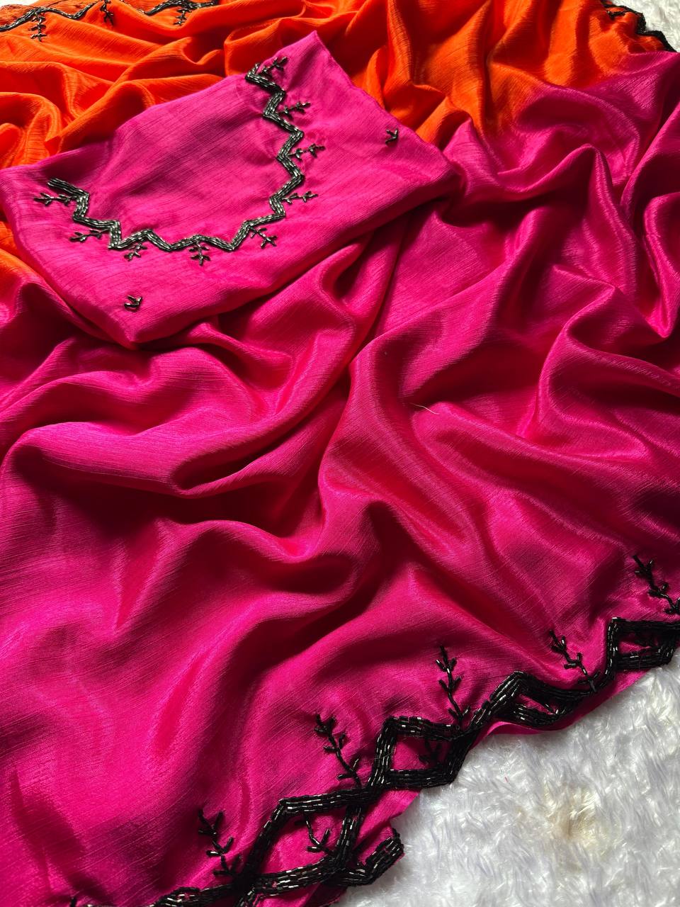 *RASBARI HANDWORK  SAREE STYLISH WITH CUT DANA HANDWORK BORDER VERY RICH* (Copy)