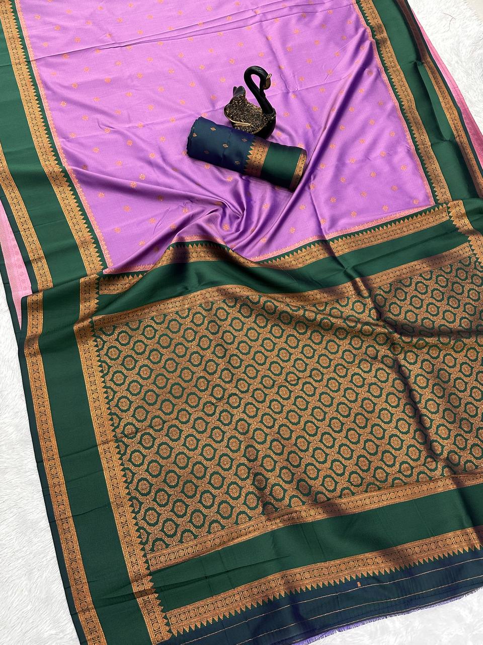Beleaguer Royal Soft Banarasi Silk Saree With Demanding Blouse Piece