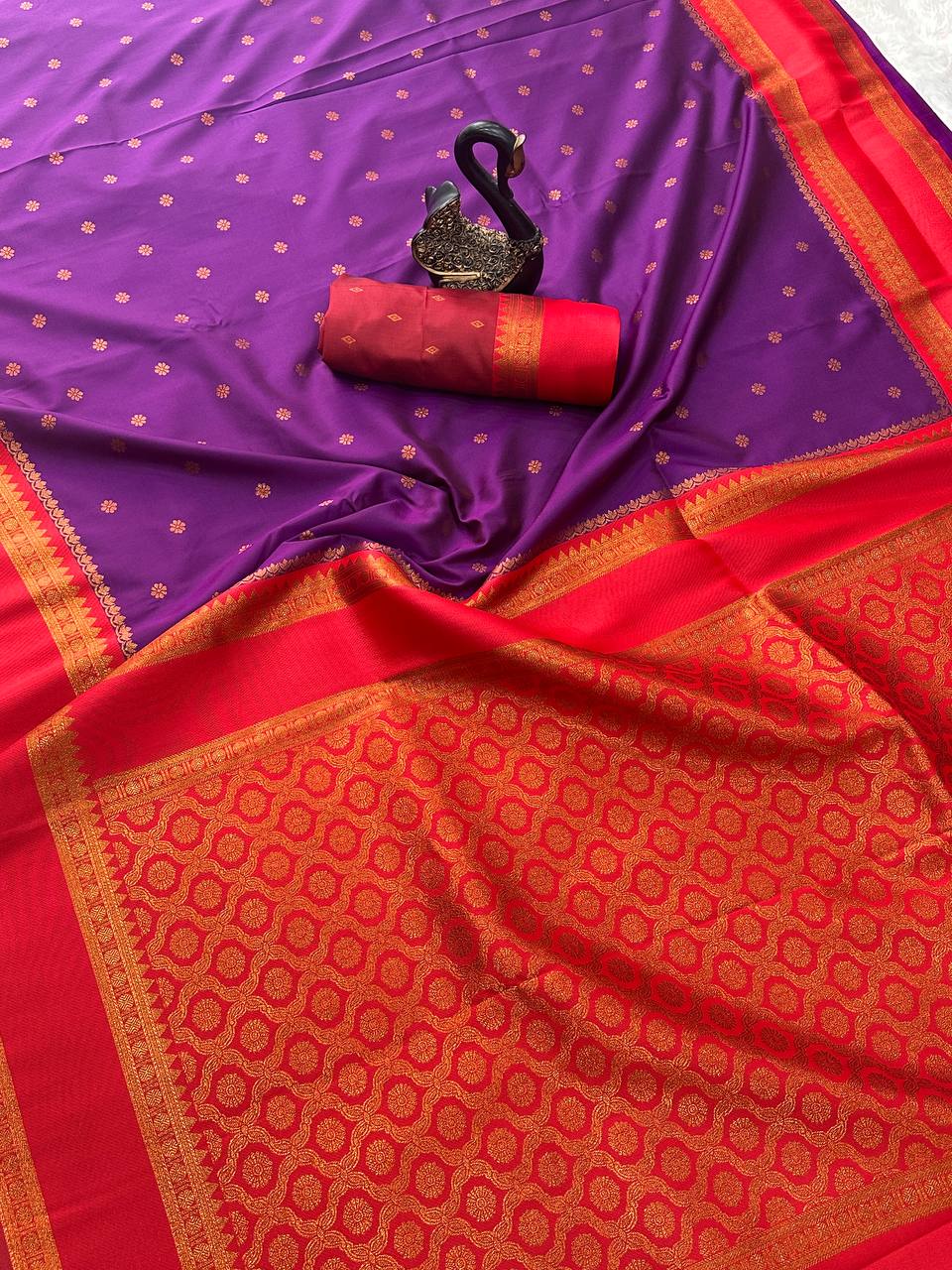 Beleaguer Royal Soft Banarasi Silk Saree With Demanding Blouse Piece