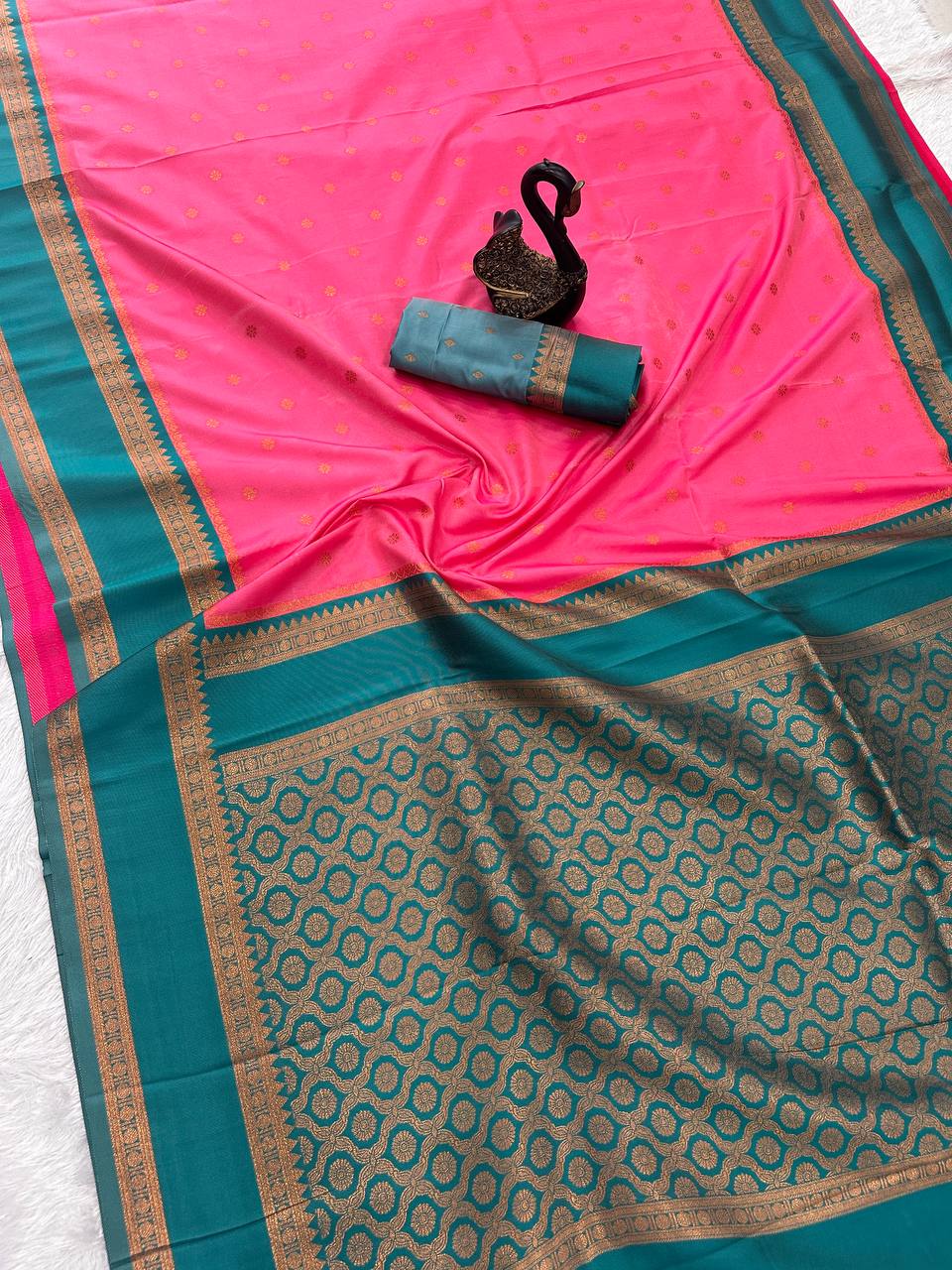 Beleaguer Royal Soft Banarasi Silk Saree With Demanding Blouse Piece
