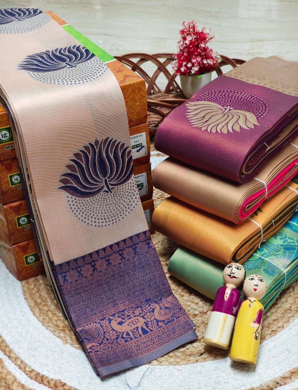 Inspiring Beige and Blue Soft Silk Saree With Murmurous Blouse Piece