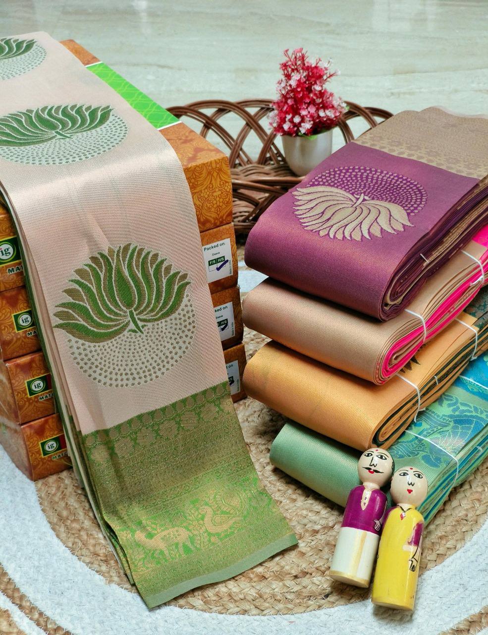 Inspiring Beige and Green Soft Silk Saree With Murmurous Blouse Piece