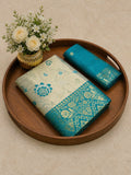 Festive Special Banarasi Silk Saree in Royal Ivory Tone - SKY BLUE