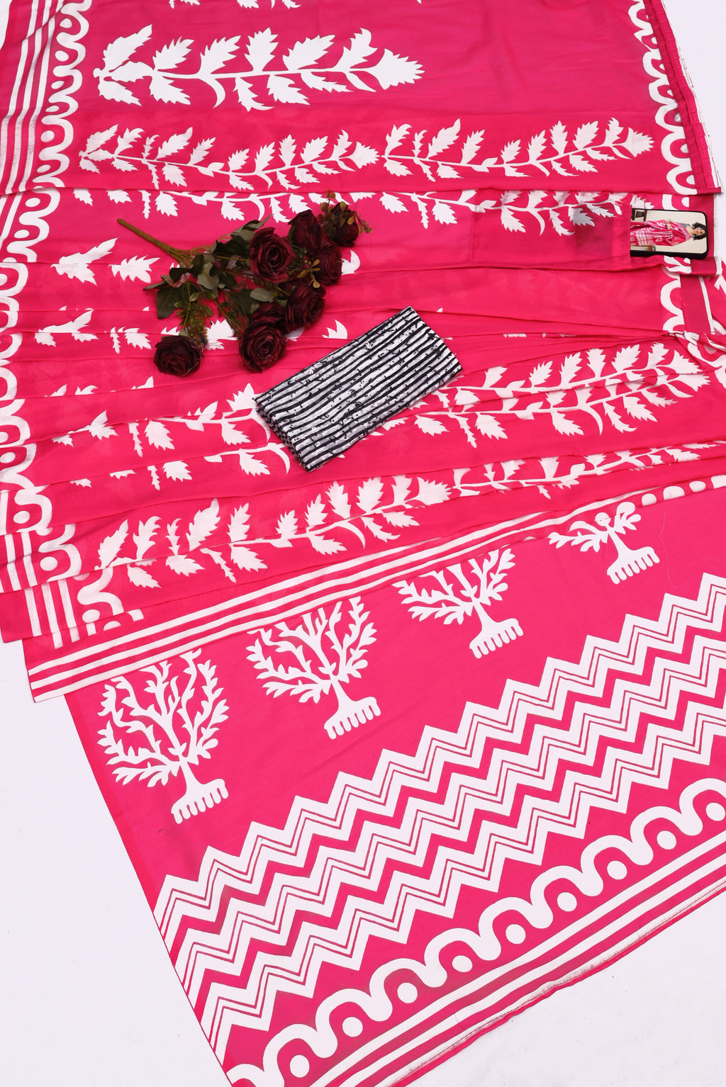 New One Minute Ready To Wear Pure Soft Mul Cotton Silk Rani Pink Saree With Pocket Along With Running Unstiched Blouse Piece