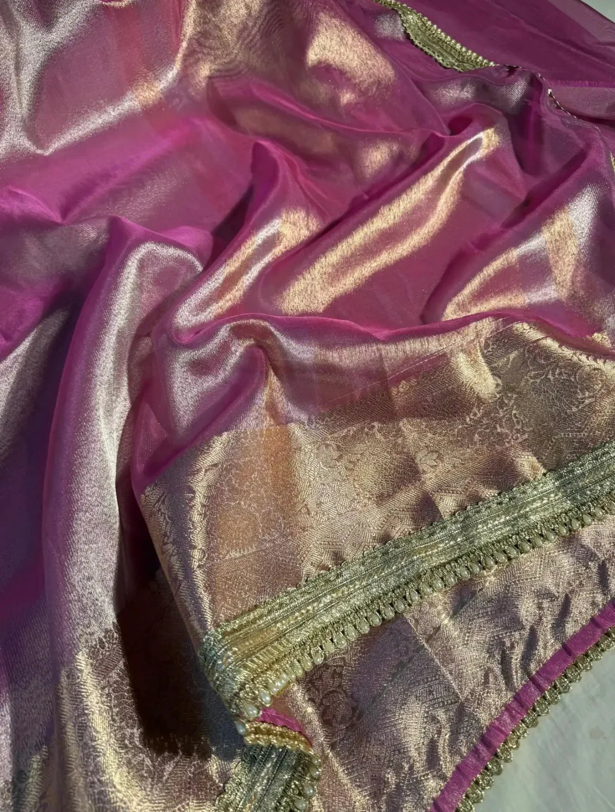 Janhvi Kapoor Inspired Pink Tissue Silk Saree