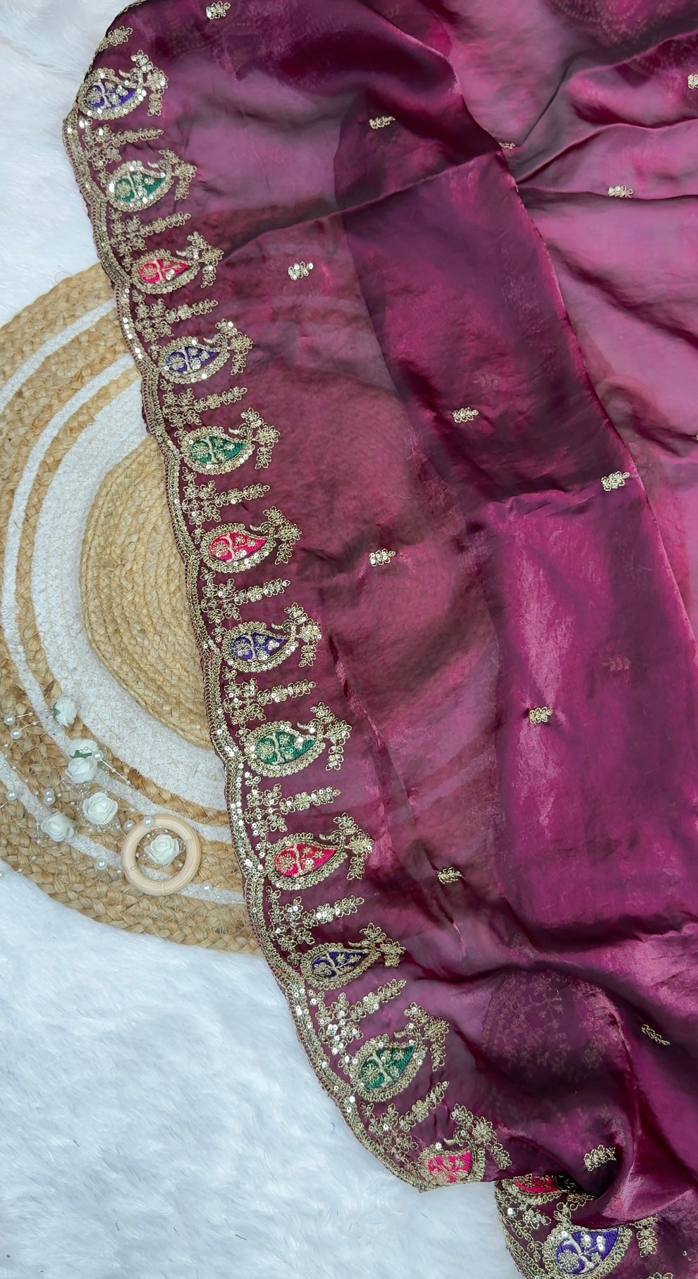 Royal Red Embroidered Designer Saree with Elegant Zari Work