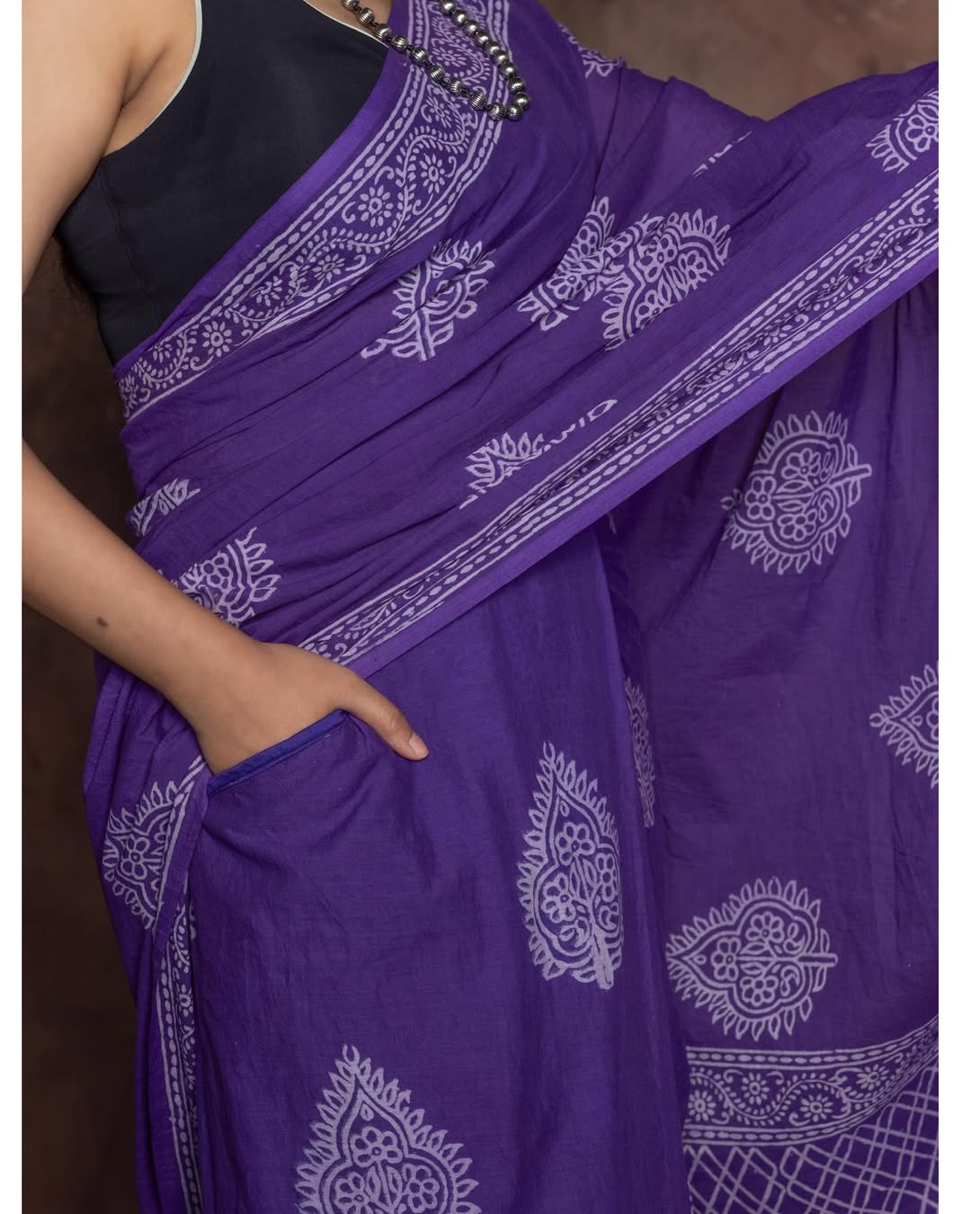 Redolent 1 Minute Ready To Wear Purple Mul Cotton Digital Printed Saree With Pocket