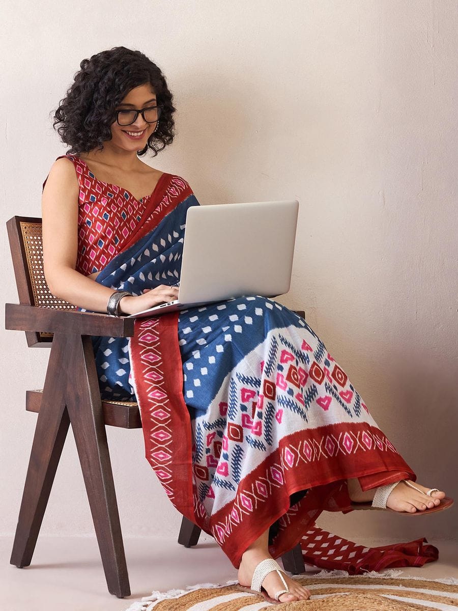 POCKET SAREE WITH READY TO WEAR PURE SOFT MUL MUL COTTON SILK SAREE