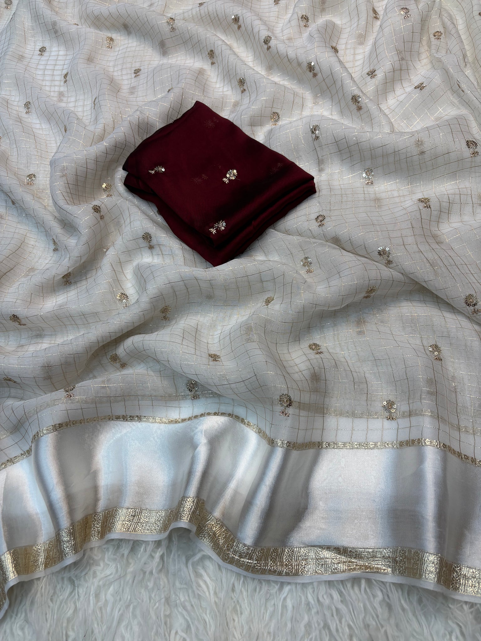 Captivating Festive Wear Pure Viscose Georgette Sequence Work Fancy Designer Saree With Contrast Blouse Piece