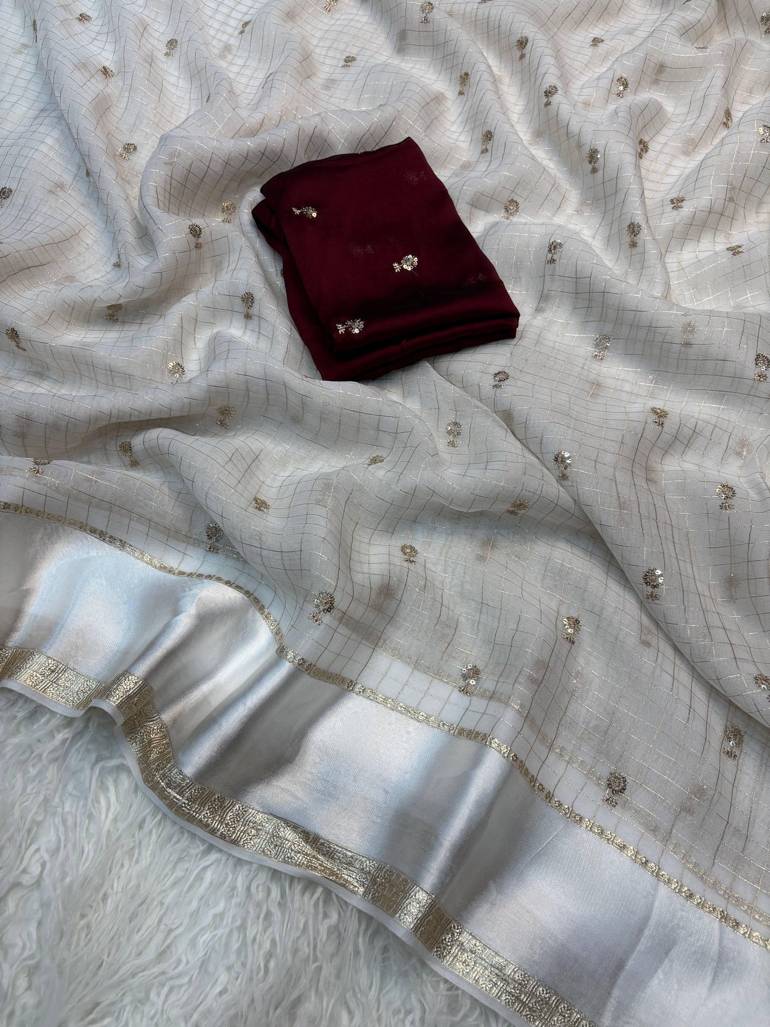 Captivating Festive Wear Pure Viscose Georgette Sequence Work Fancy Designer Saree With Contrast Blouse Piece