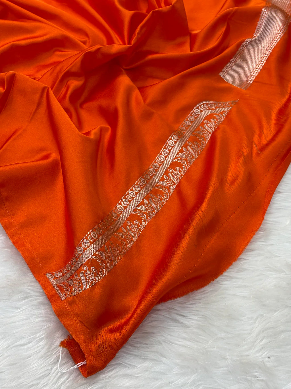 Orange Pure Banarasi Mashru Katan Silk Saree