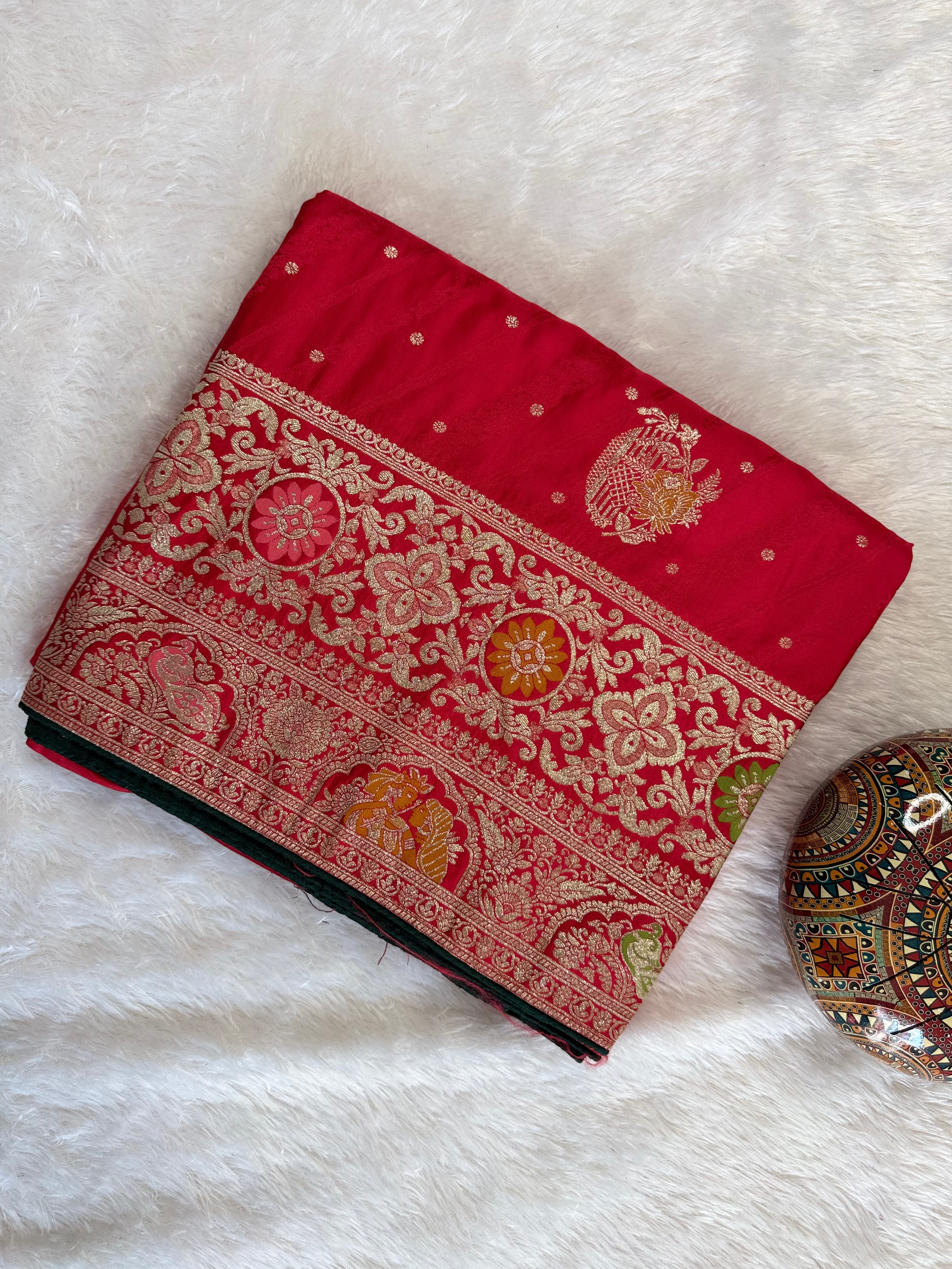 Ethnic Queen Designer Red  Saree with Rich Pallu and Classic Cultural Grace