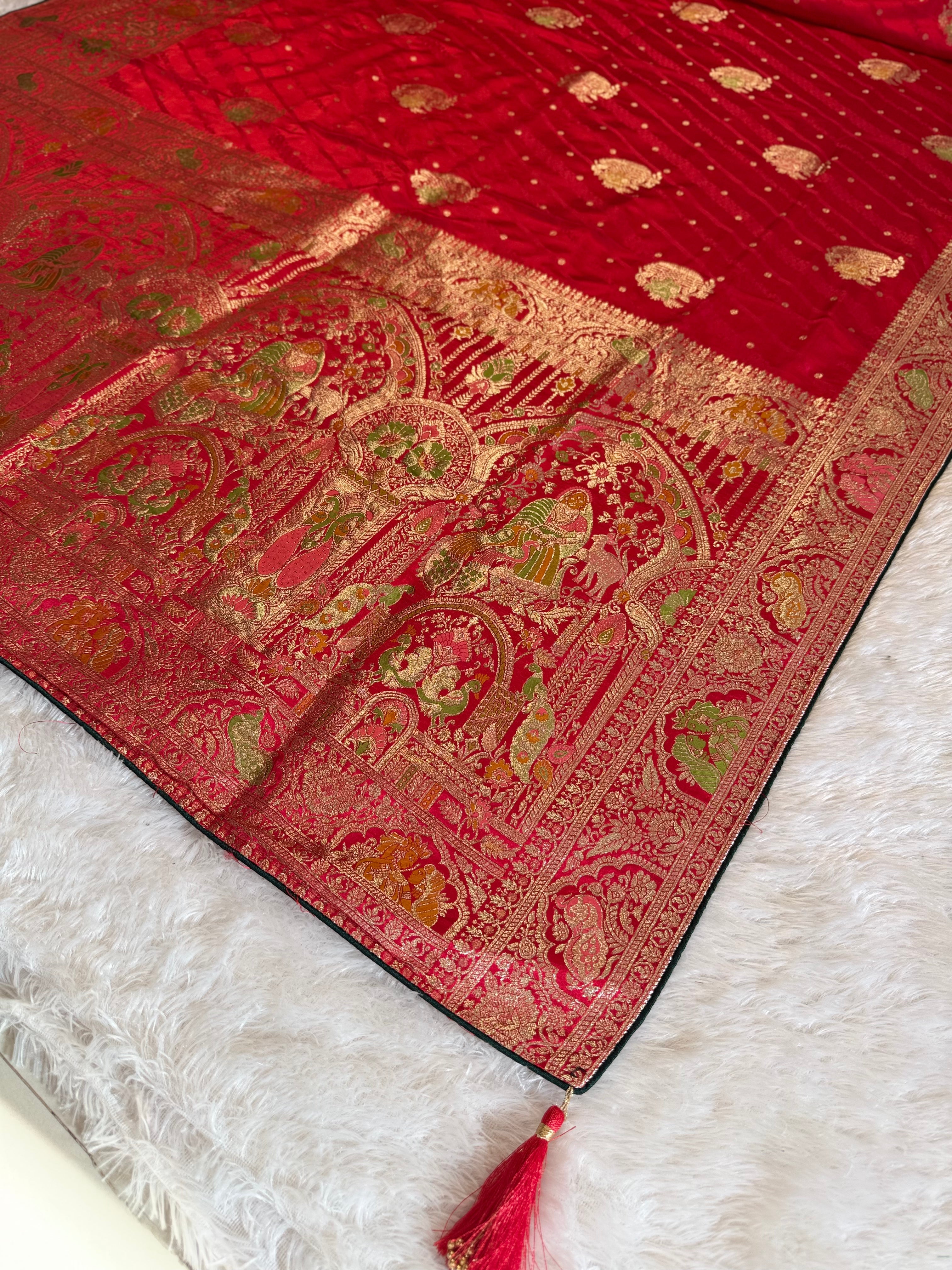 Ethnic Queen Designer Red  Saree with Rich Pallu and Classic Cultural Grace