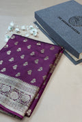 Deep Wine Banarasi Silk Saree with Classic Gold Zari Weave