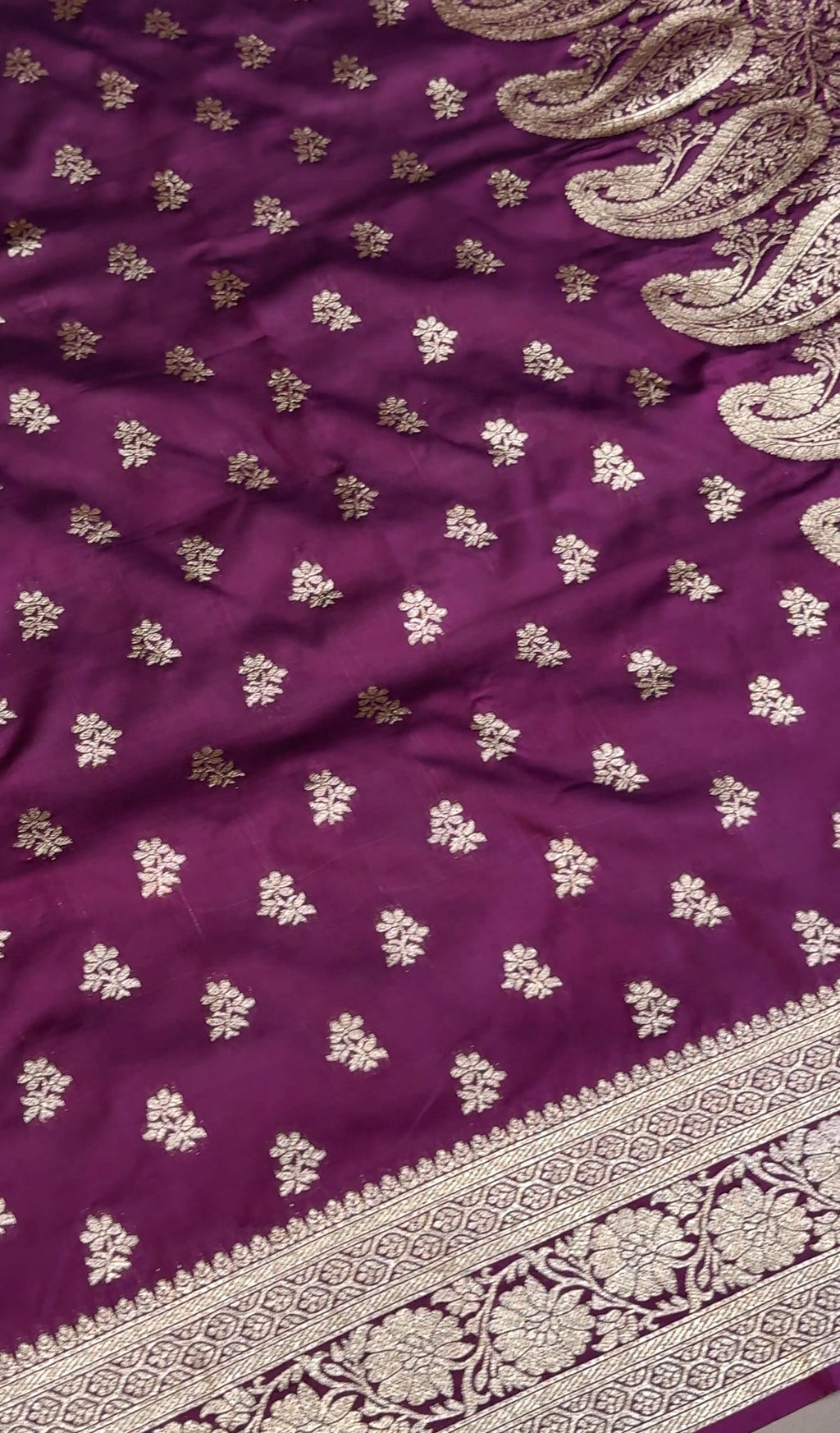 Deep Wine Banarasi Silk Saree with Classic Gold Zari Weave