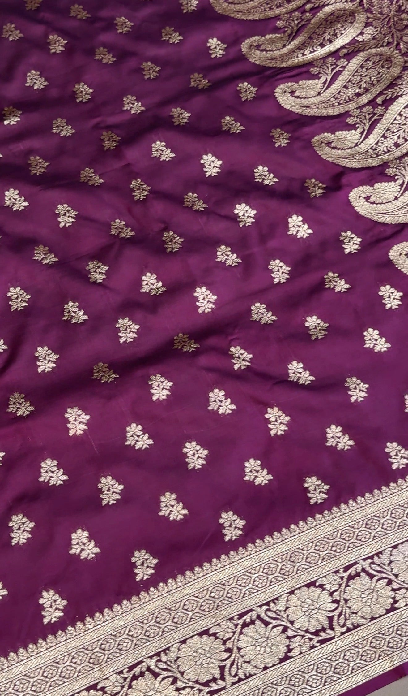 Deep Wine Banarasi Silk Saree with Classic Gold Zari Weave
